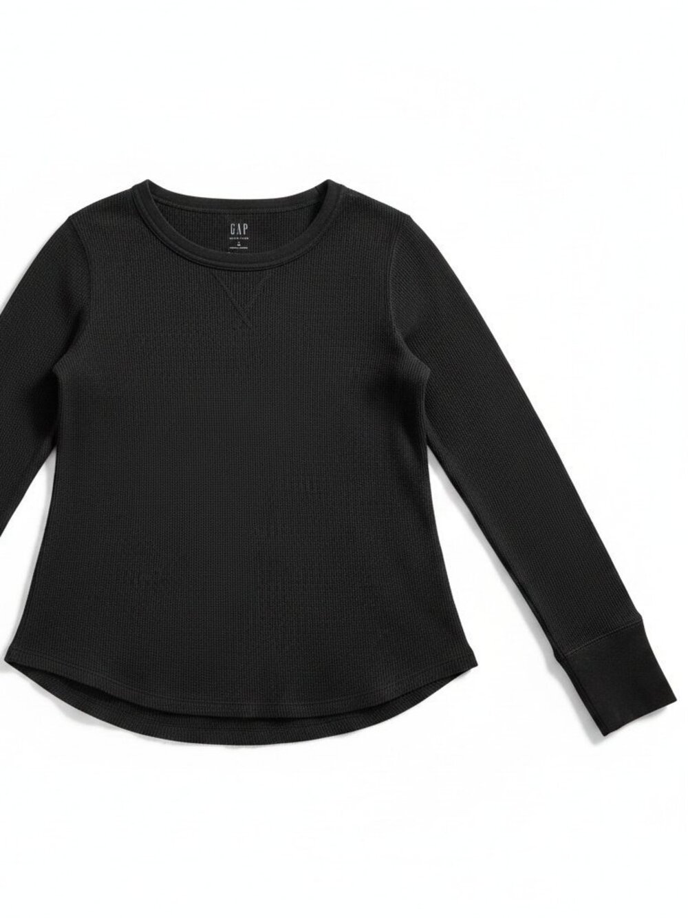 Women's Gap Black Long Sleeve Waffle Knit Thermal Tee Size Medium